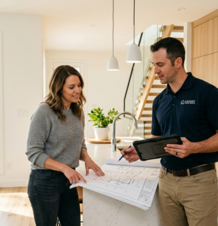 Professional home renovation contractor in Calgary working on kitchen project